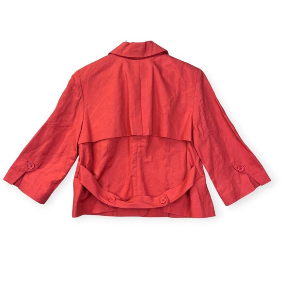 Larry Levine Womens Coral Swing Jacket Cropped Linen-Blend Blazer 3/4 Sleeve XL - Picture 4 of 12